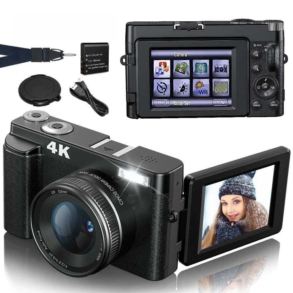 Beauty Makeup Images - Kompaktowa kamera do vlogowania 4K 48MP,